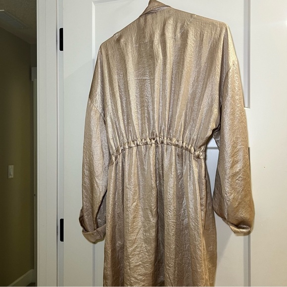 Anthropologie Champagne Anorak Lightweight Metallic Jacket Women’s Size Small - Picture 8 of 12